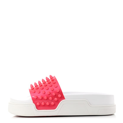Christian Louboutin Calfskin Donna Studded Pool Fun Platform Flat Slide Sandals 36 Floride 1 of 9