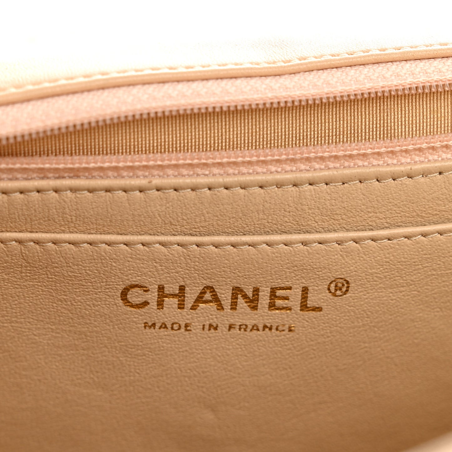 Lambskin Quilted Jumbo Single Flap Beige