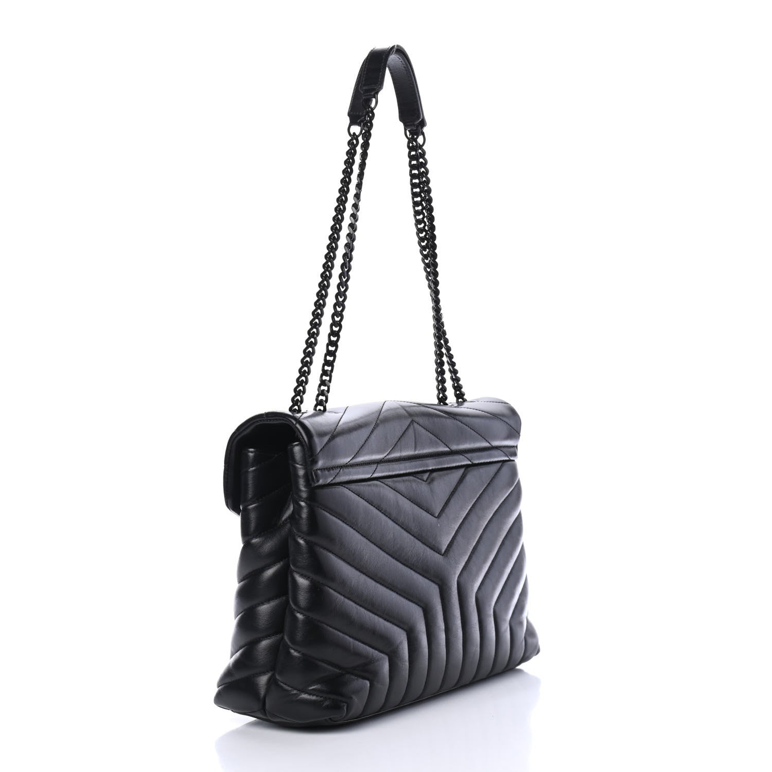 Saint Laurent Calfskin Y Quilted Monogram Medium Loulou Chain Satchel Black 2 of 4