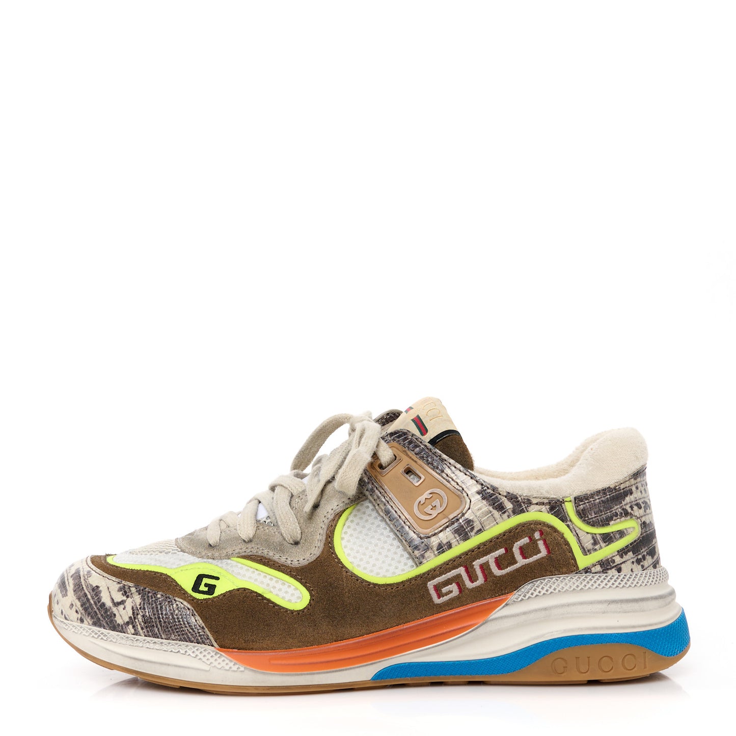 Suede Calfskin Tejus Printed Womens Ultrapace Sneakers 39 Natural Ardesia Neon Yellow