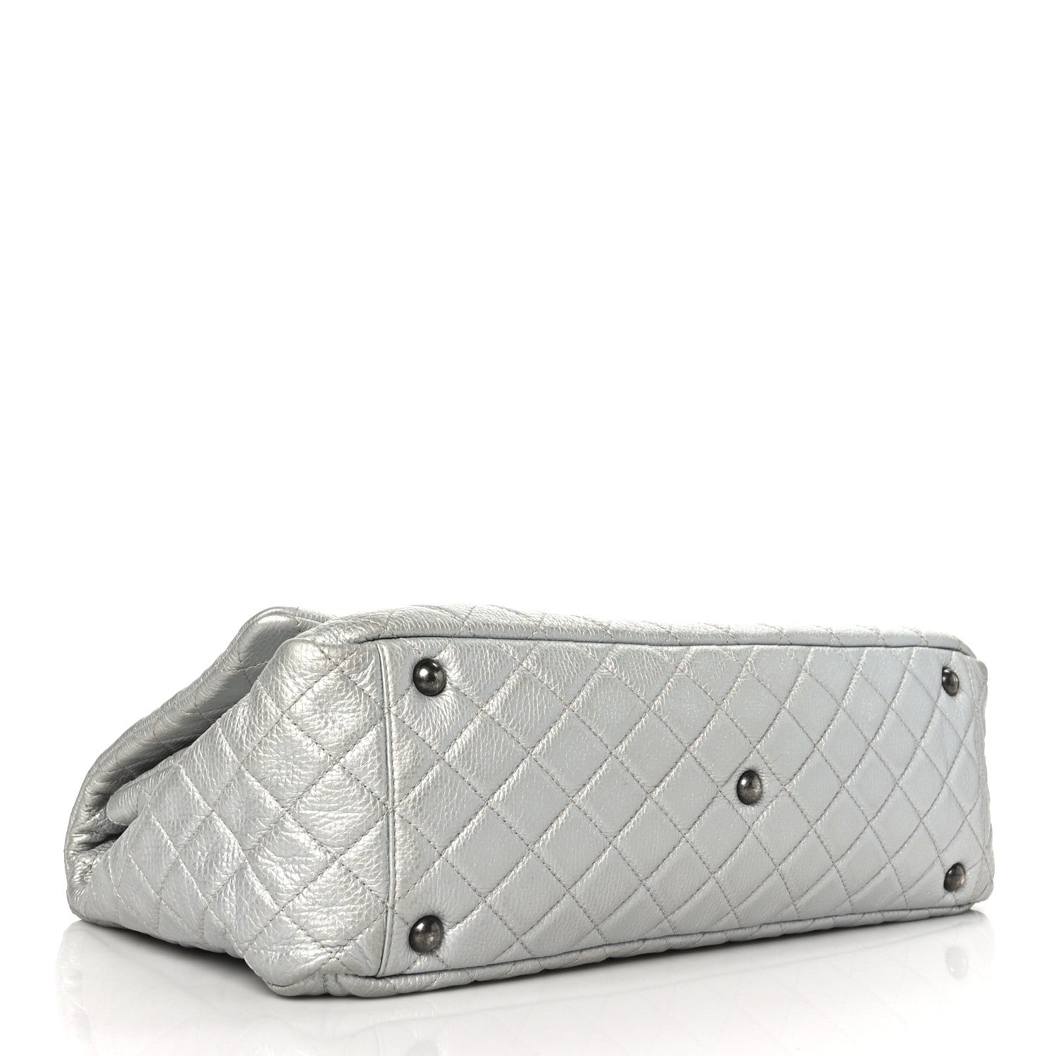 Chanel Metallic Calfskin Quilted XXL Travel Flap Bag Silver 4 of 8