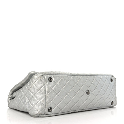 Chanel Metallic Calfskin Quilted XXL Travel Flap Bag Silver 4 of 8
