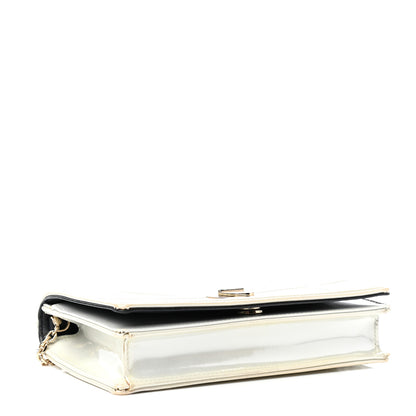 Christian Dior Patent Micro-Cannage Diorama Wallet on Chain Pouch White 4 of 9
