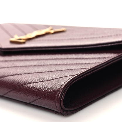 Saint Laurent Grain De Poudre Matelasse Chevron Monogram Envelope Clutch Rouge Legion 10 of 11