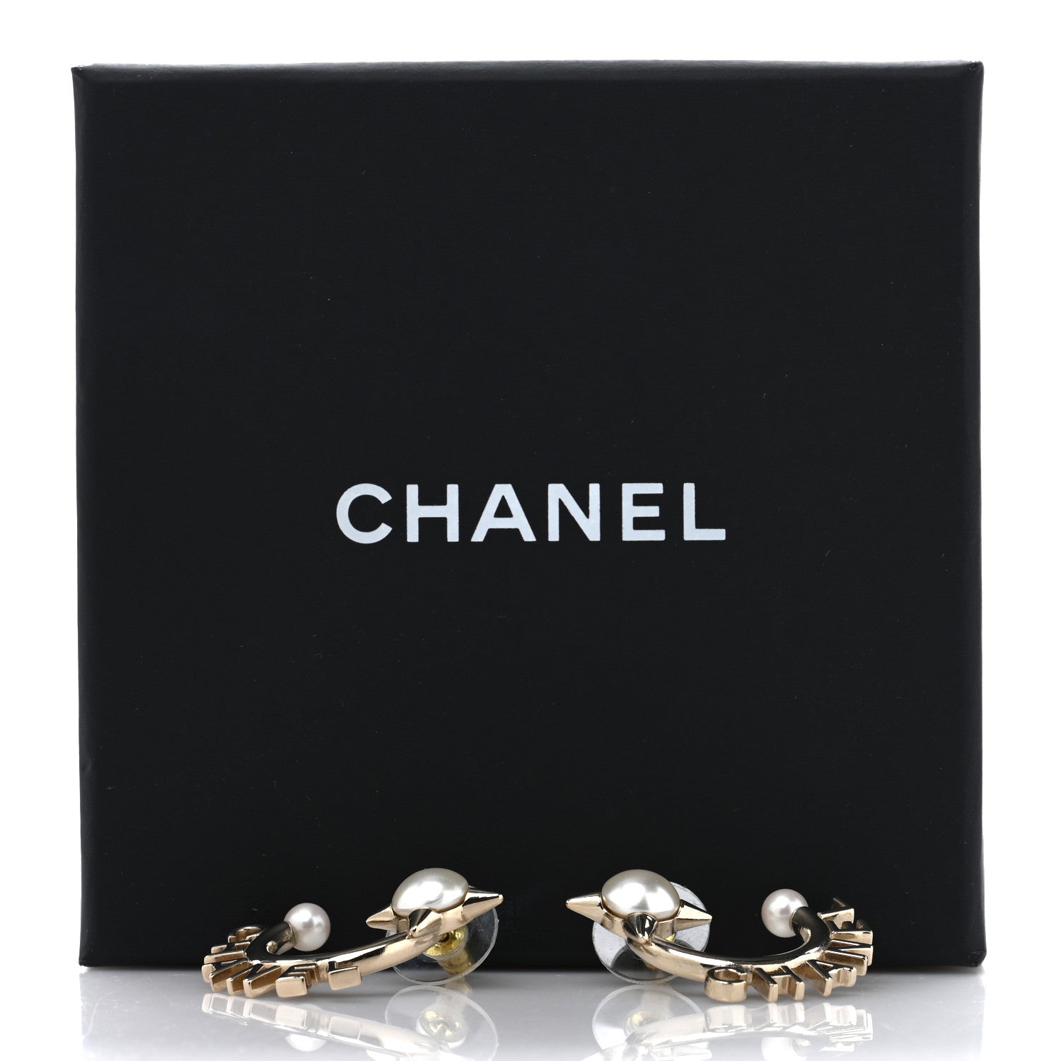Chanel Pearl Logo Earrings Gold 5 of 5