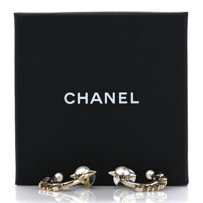 Chanel Pearl Logo Earrings Gold 5 of 5
