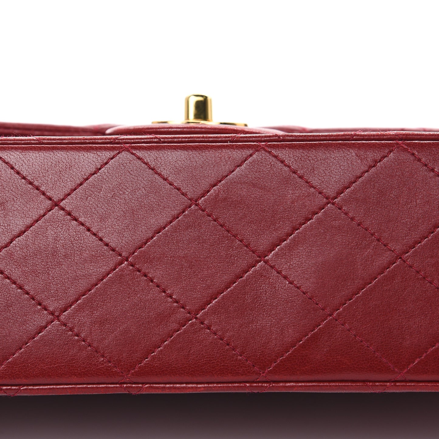 Lambskin Quilted Medium Double Flap Red