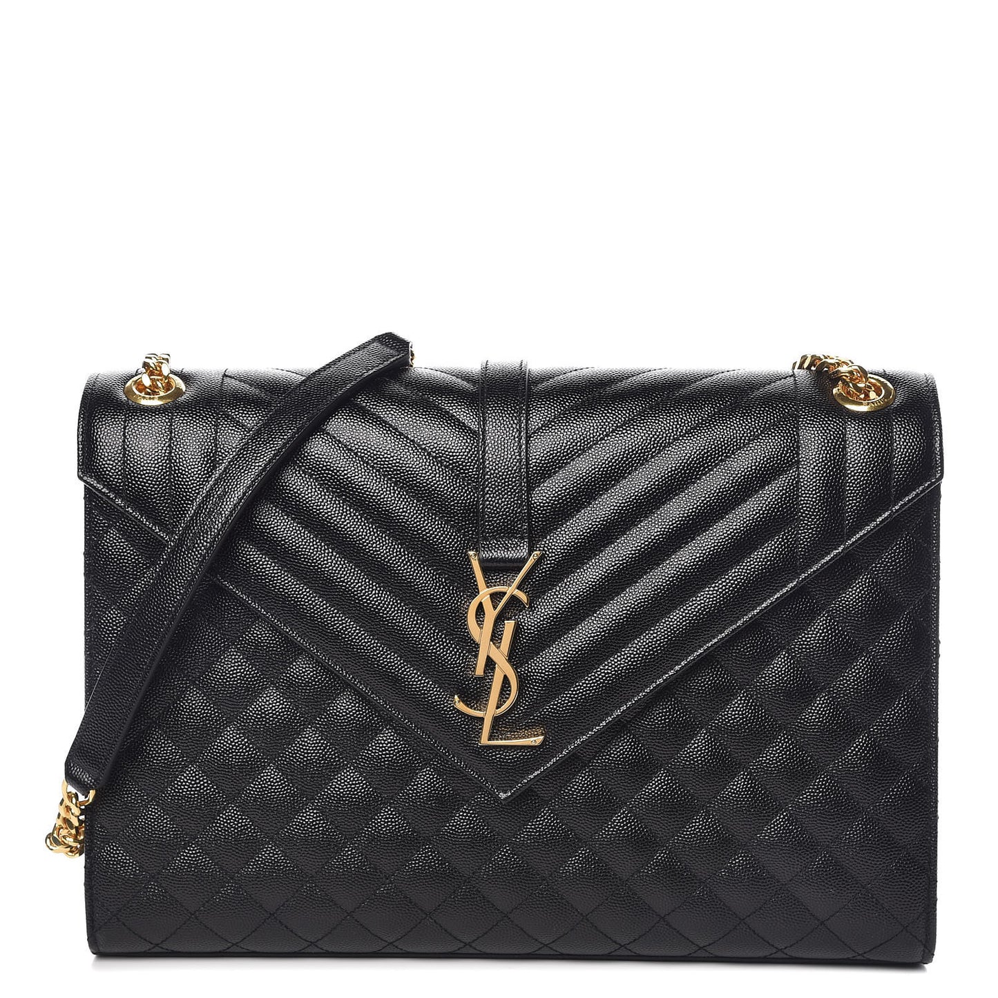 Grain De Poudre Textured Mixed Matelasse Large Triquilt Monogram Satchel Black