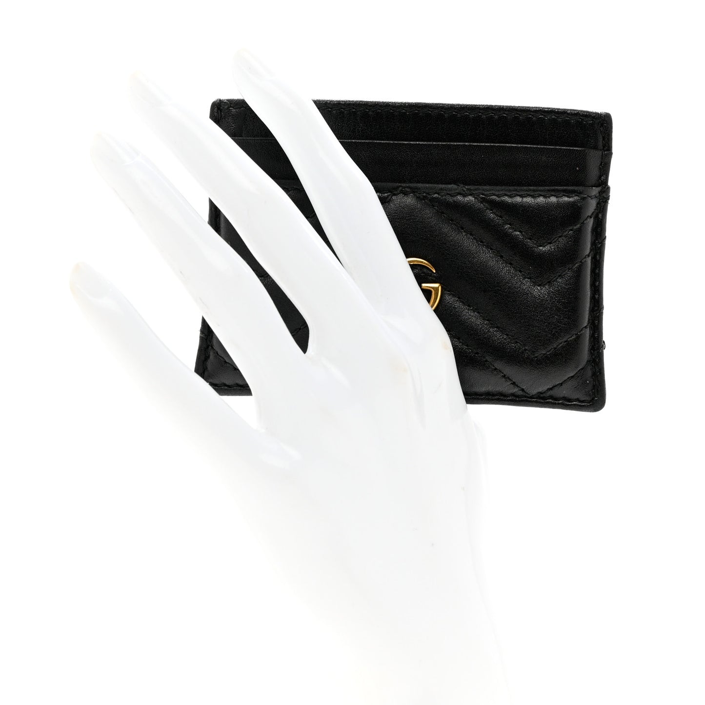 Calfskin Matelasse GG Marmont Card Holder Black