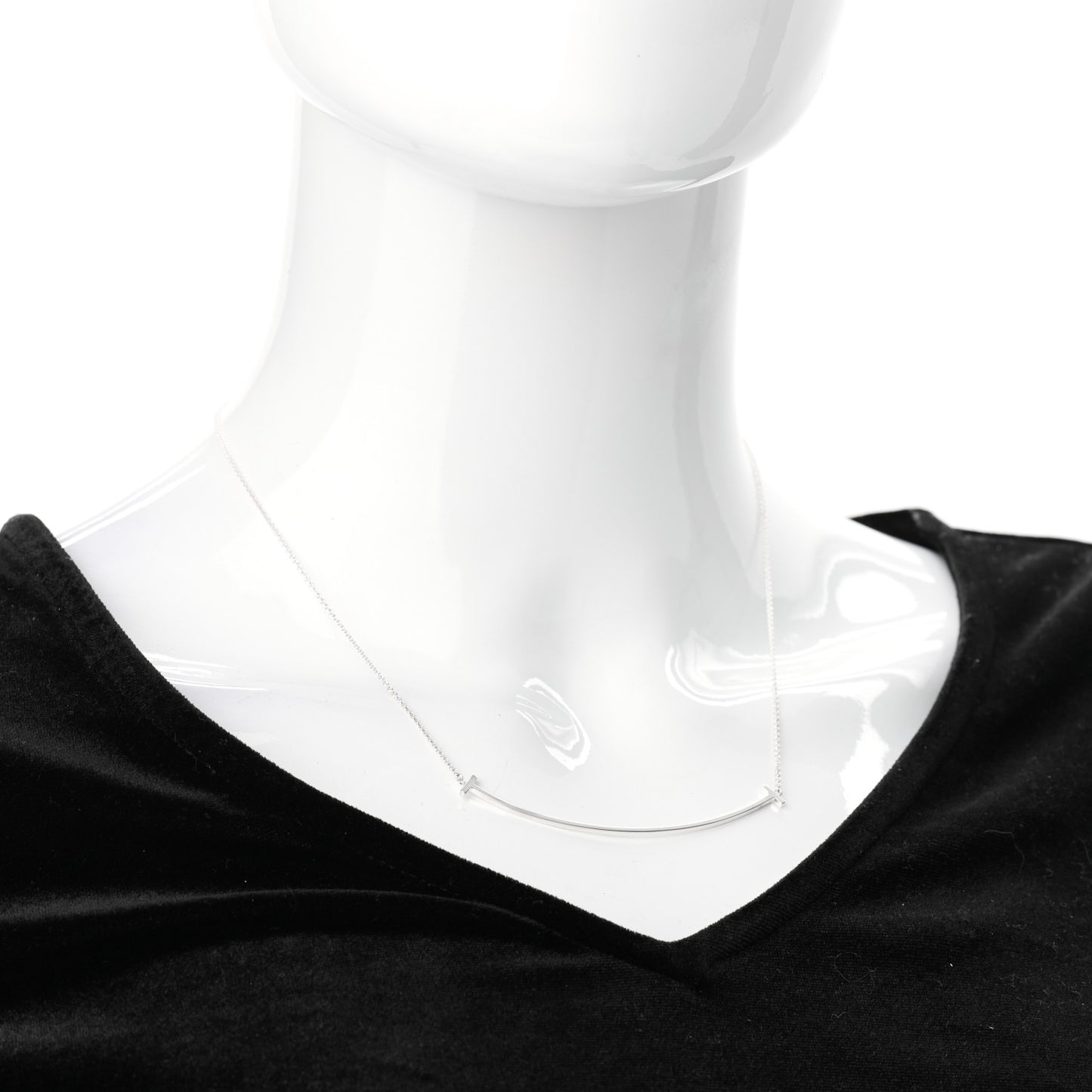 Sterling Silver Large T Smile Pendant Necklace