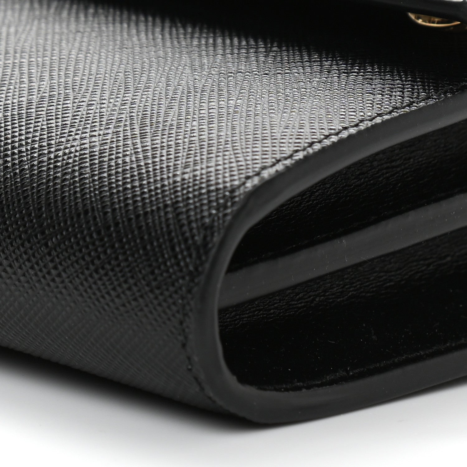 Prada Saffiano Wallet With Shoulder Strap Black 10 of 11