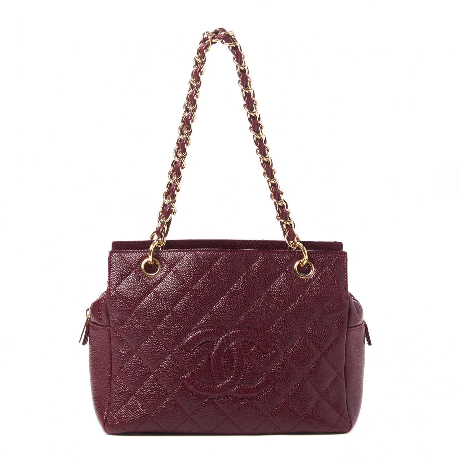 Chanel Caviar Quilted Petit Timeless Shopping Tote PTT Burgundy 1 of 9