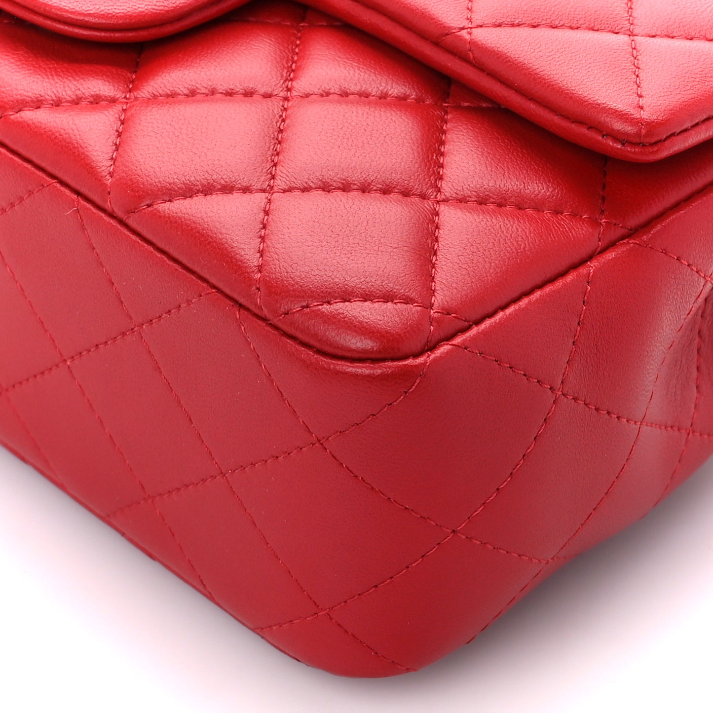 Lambskin Quilted Mini Rectangular Flap Red
