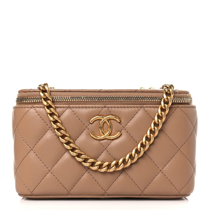 Chanel Lambskin Quilted Small Pillow Crush Vanity Case With Chain Beige 1 of 10