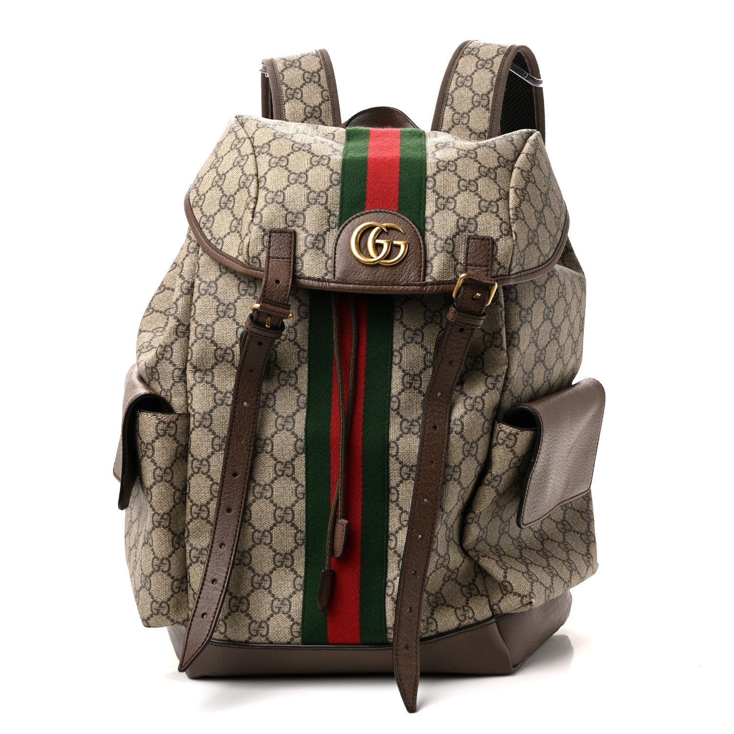 Gucci GG Supreme Monogram Medium Ophidia Double Buckle Backpack Brown 3 of 43