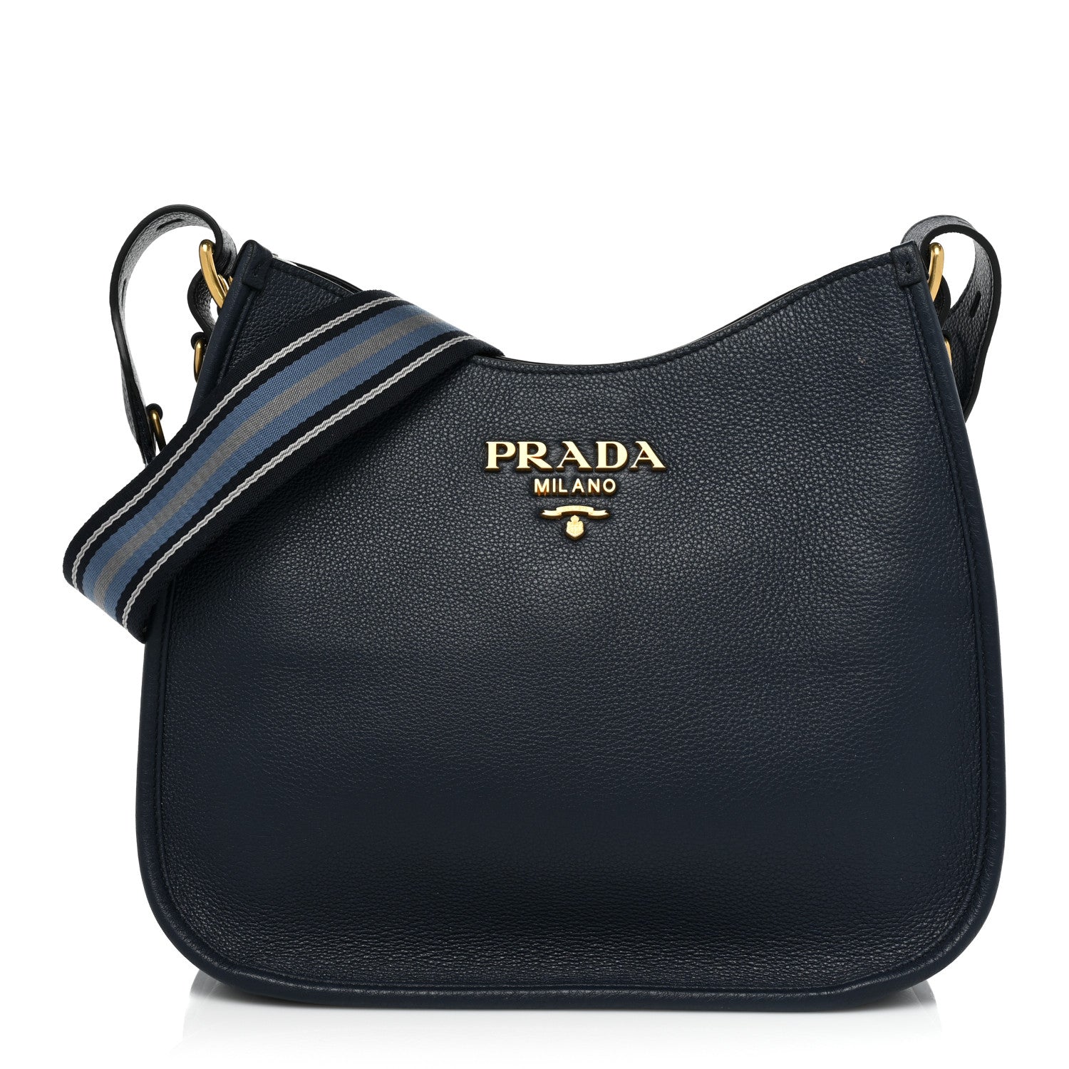 Prada Vitello Daino Hobo Messenger Bag Baltico 1 of 10