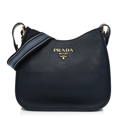 Prada Vitello Daino Hobo Messenger Bag Baltico 1 of 10