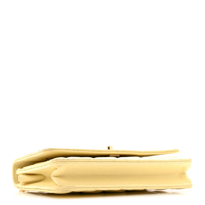Chanel Lambskin Quilted Sweet Camellia Wallet on Chain WOC Yellow 4 of 14