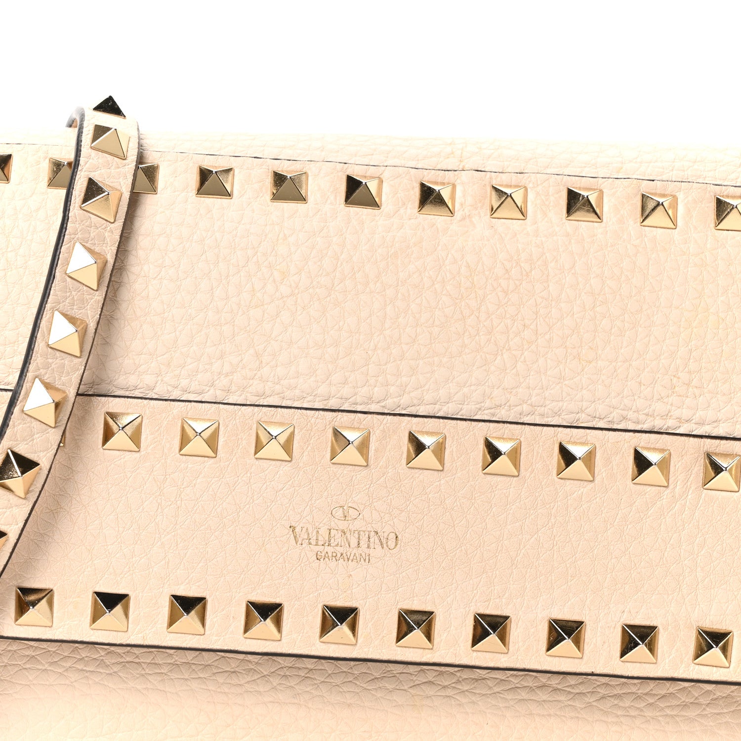 Valentino Garavani Pebbled Calfskin Rockstud Side Slip Crossbody Ivory 7 of 9