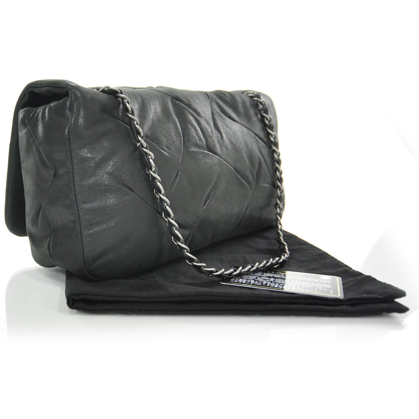Iridescent Calfskin Glint Flap Black