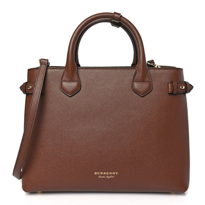 Burberry Grainy Calfskin House Check Medium Banner Tote Tan 1 of 8