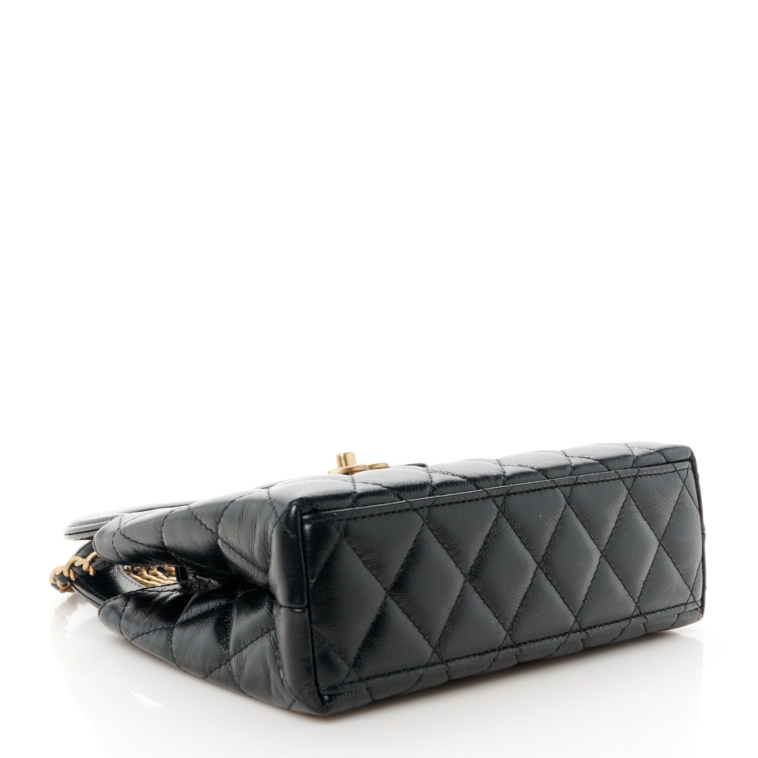 Chanel Shiny Aged Calfskin Quilted Nano Kelly Shopper Black 4 of 11