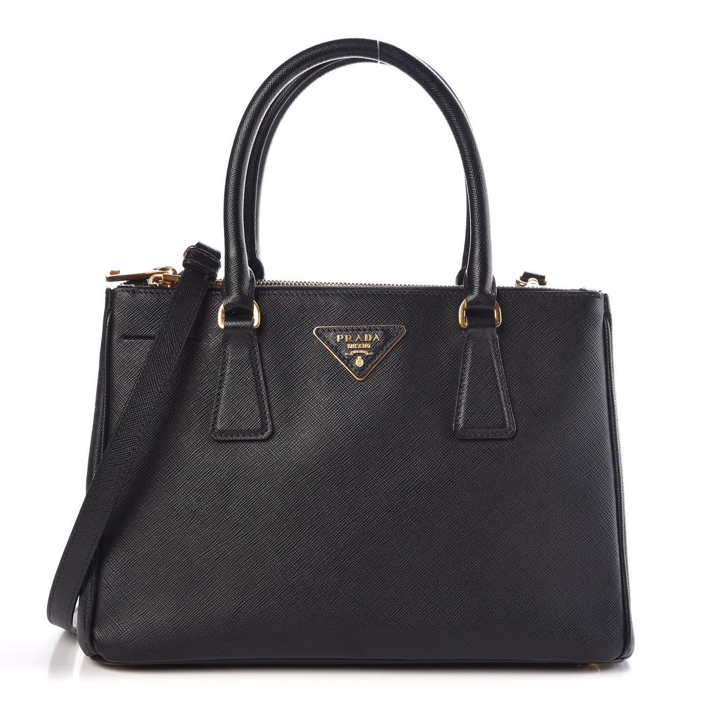 Saffiano Small Galleria Double Zip Tote Black