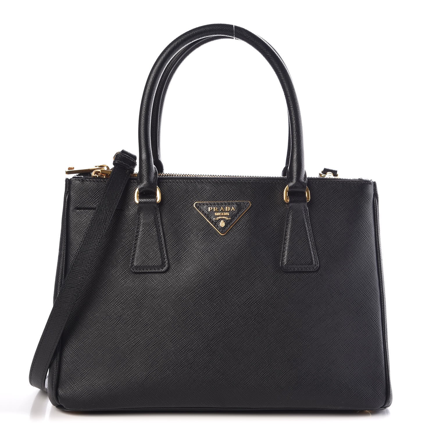 Prada Saffiano Small Galleria Double Zip Tote Black 1 of 10