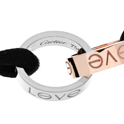 Cartier 18K White Pink Gold Charity LOVE Adjustable Cord Bracelet Black 4 of 7