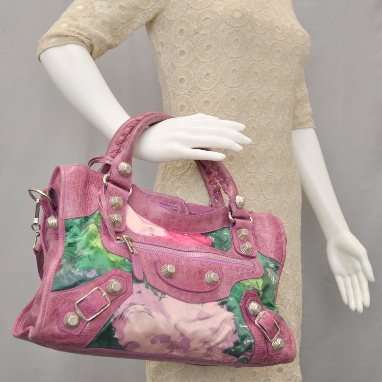 Balenciaga Agneau Canvas Floral Giant 21 Silver Hardware City Magenta 2 of 12