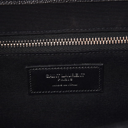 Saint Laurent Grain De Poudre Matelasse Chevron Large Monogram Satchel Black 7 of 7