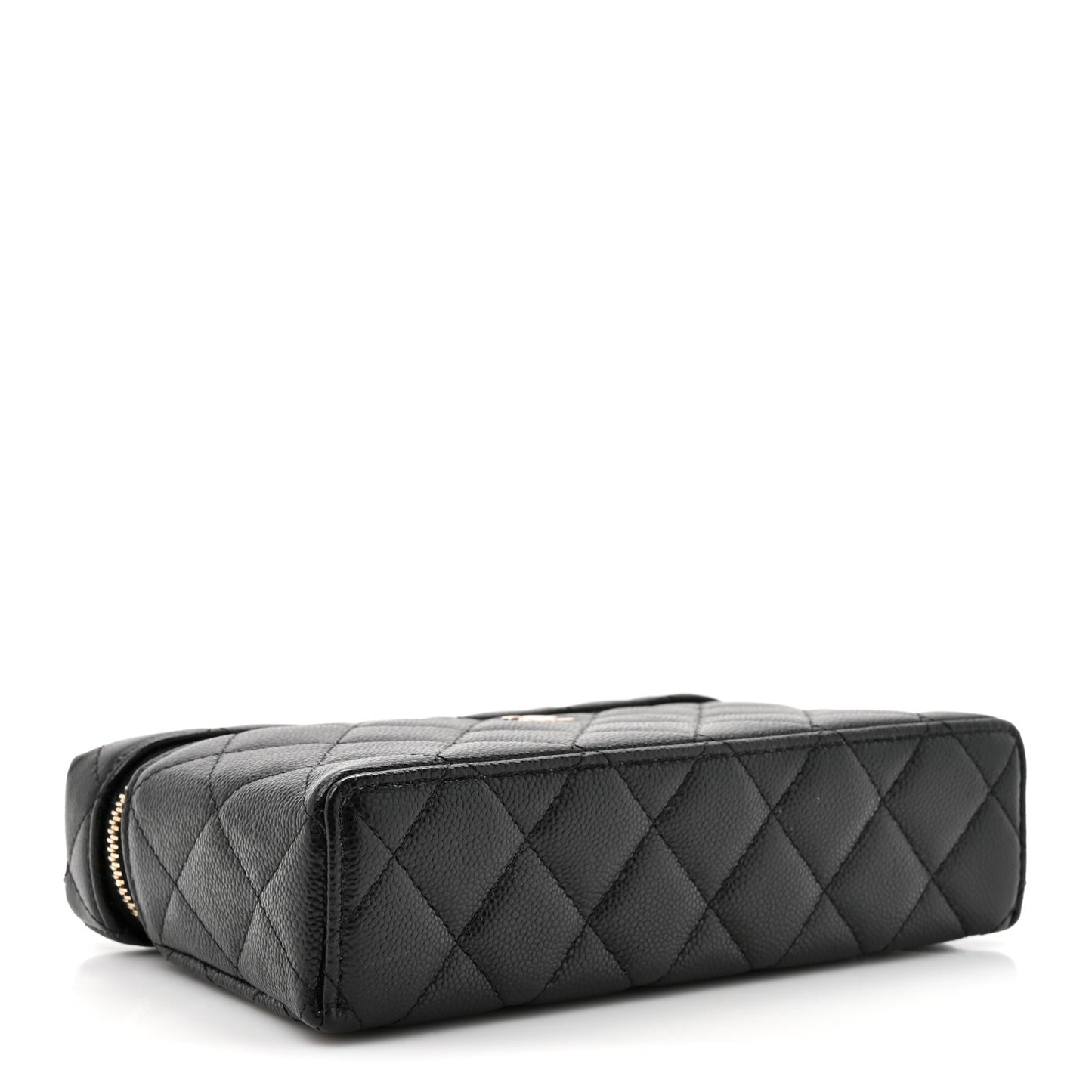 Caviar Quilted Top Handle Slim Vanity With Chain Black