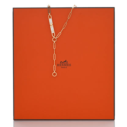 Hermes 18K Yellow Gold Diamond Pave PM Kelly Chaine Lariat Necklace ST 6 of 6