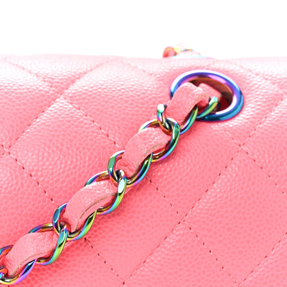Chanel Caviar Quilted Rainbow Medium Double Flap Coral Pink 11 of 12