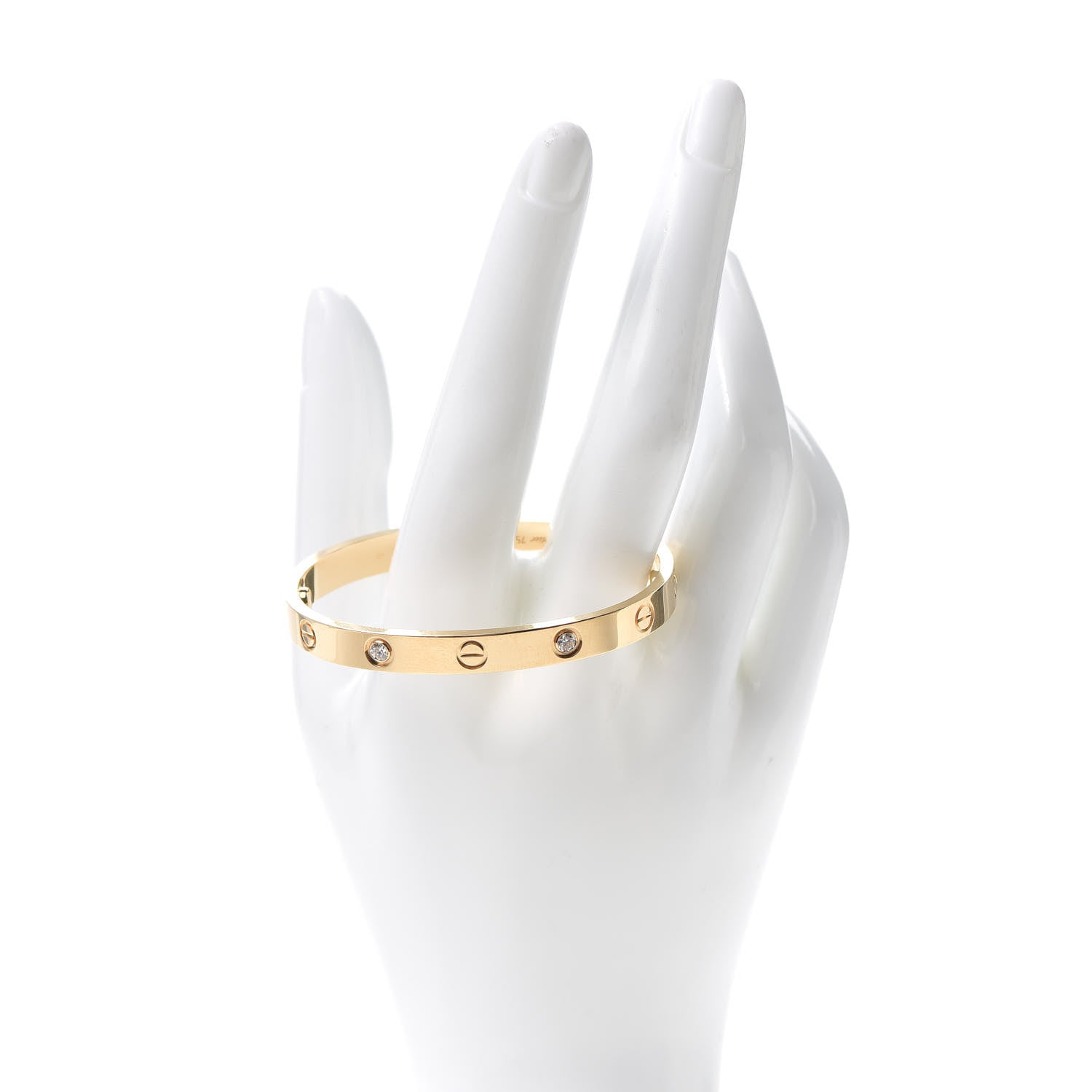 Cartier 18K Yellow Gold 4 Diamond LOVE Bracelet 16 2 of 7
