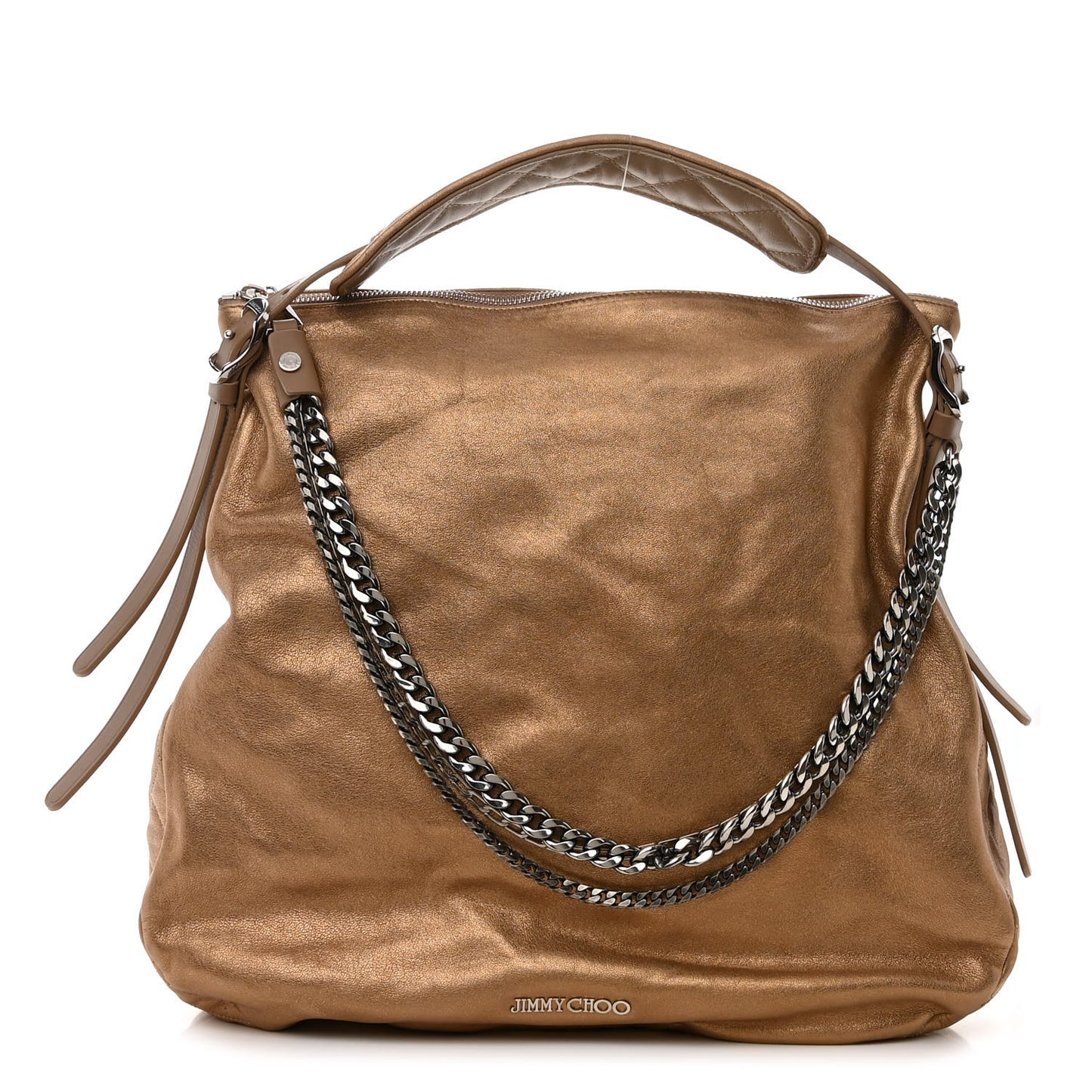 Metallic Shimmer Lambskin Biker Boho Gold