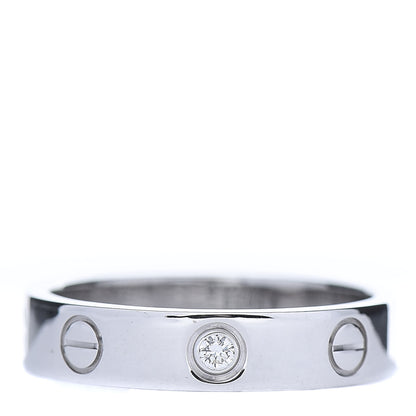 Cartier 18K White Gold Diamond 4mm LOVE Wedding Band Ring 50 5.25 1 of 4