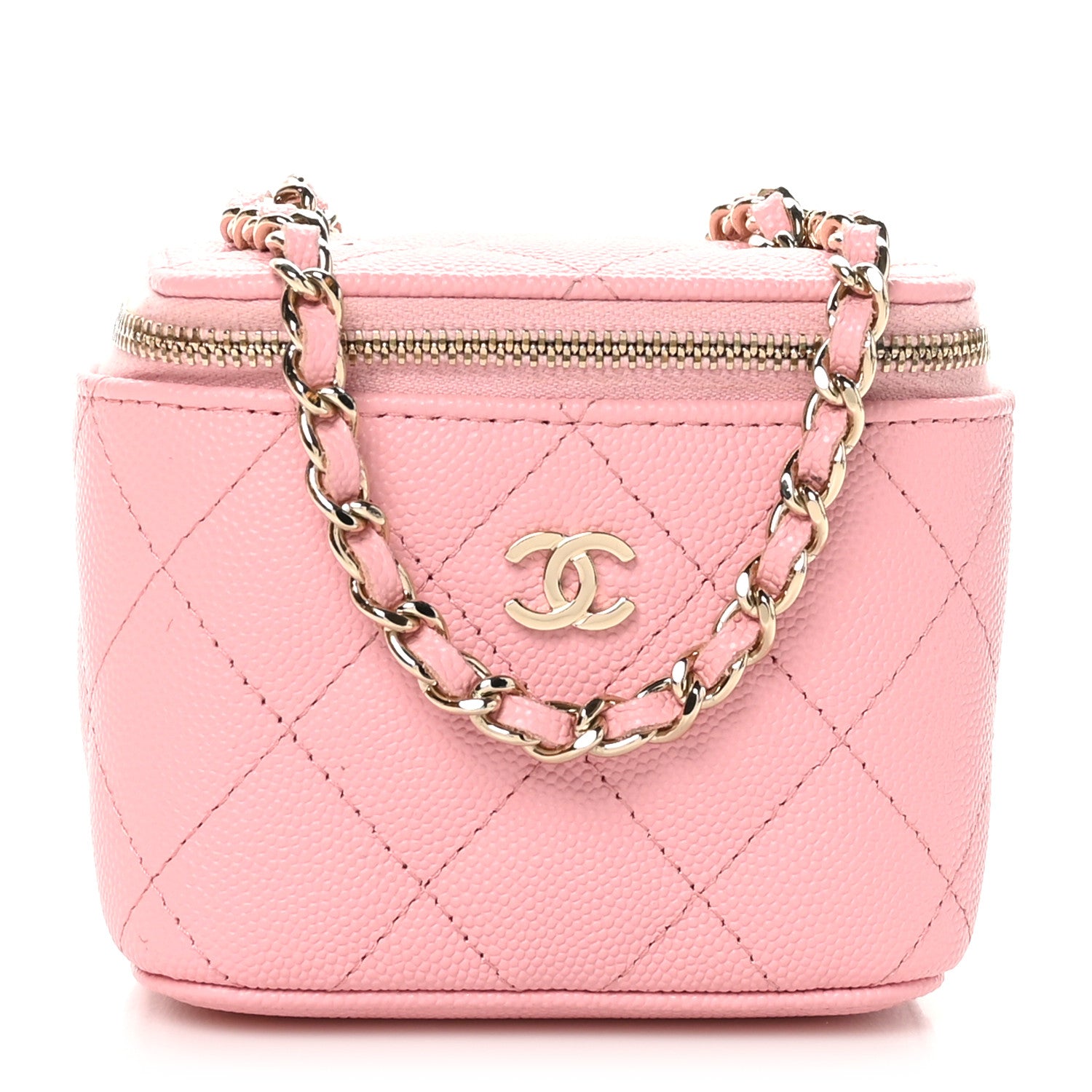 Chanel Caviar Quilted Mini Vanity Case With Chain Pink 1 of 10
