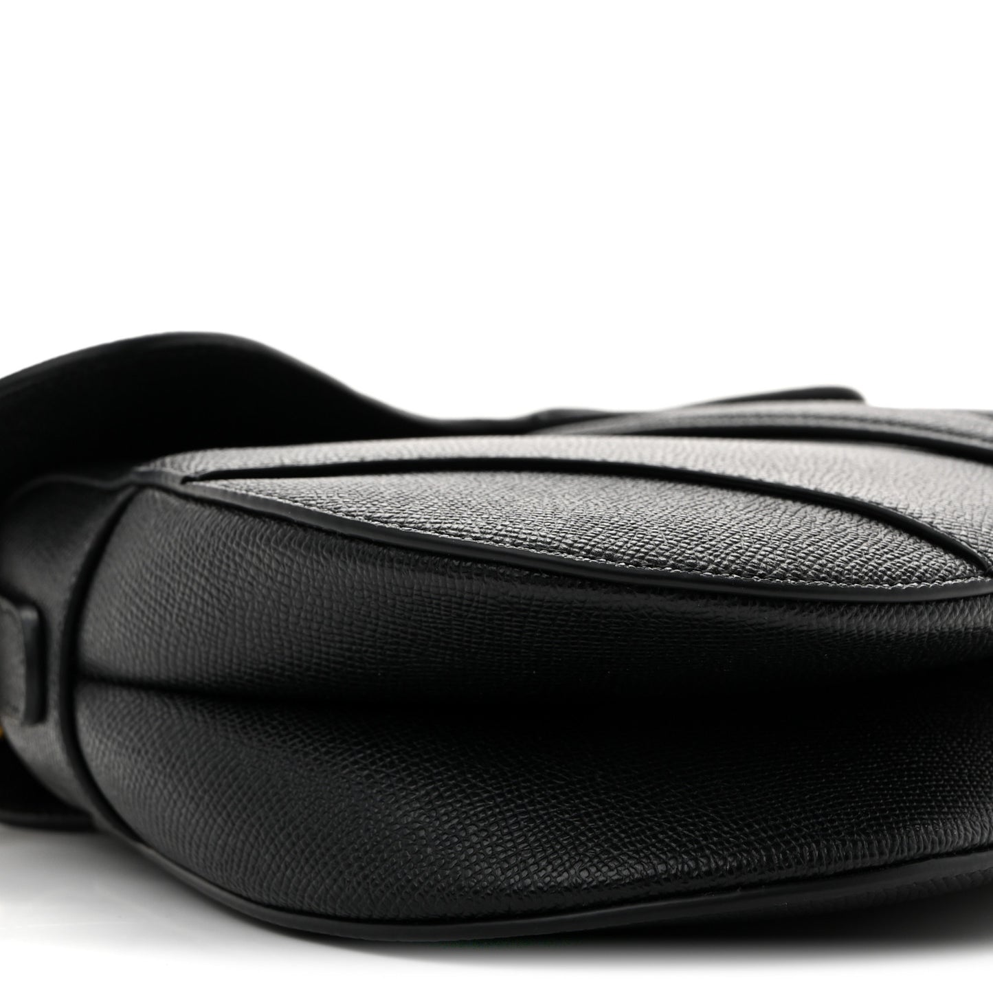 Grained Calfskin Saddle Bag With Strap Black