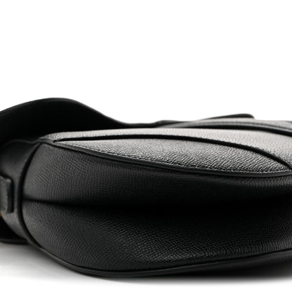 Christian Dior Grained Calfskin Saddle Bag With Strap Black 9 of 10