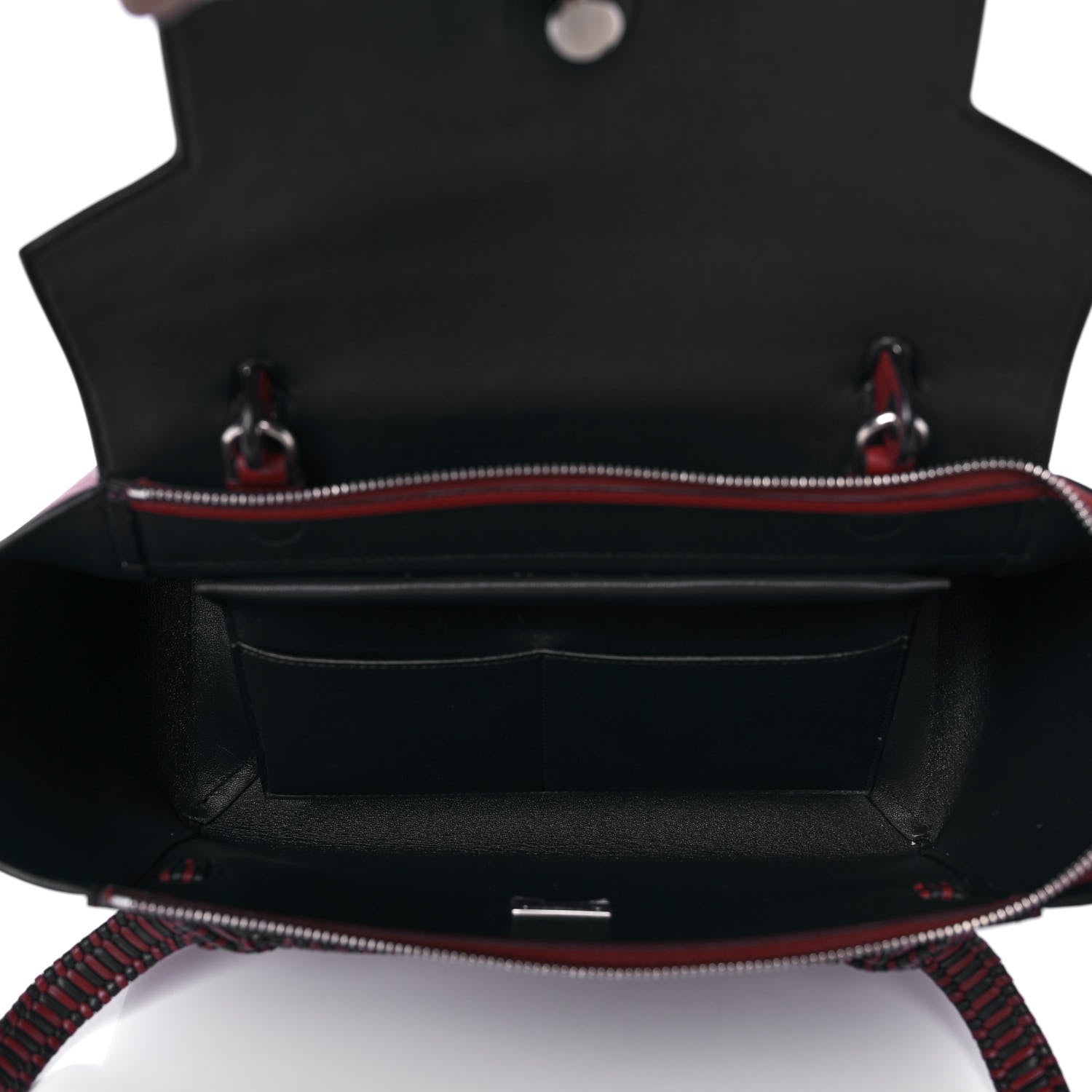 Celine Smooth Calfskin Micro Bi-Color Braided Belt Bag Red Wood 5 of 11