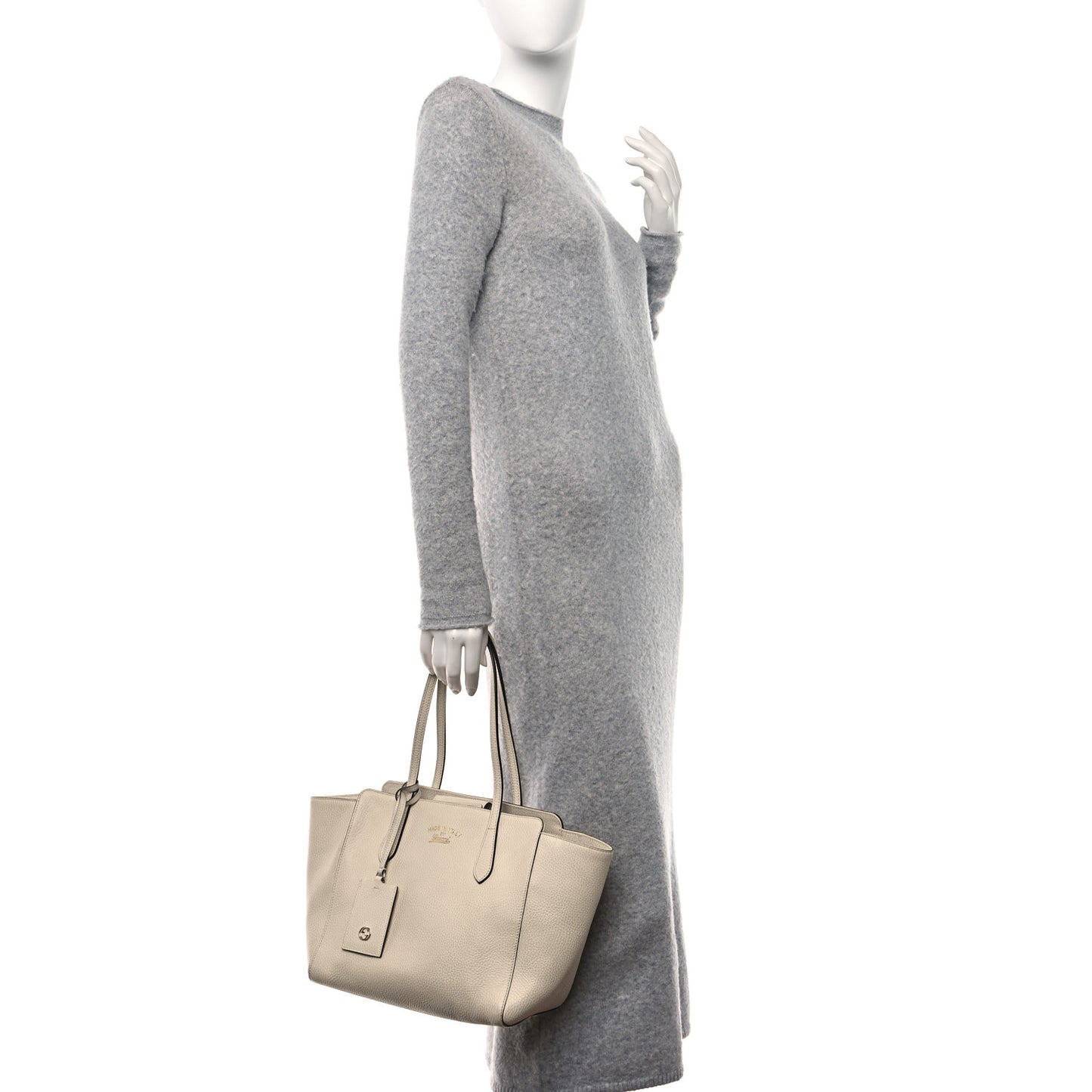 Dollar Calfskin Small Swing Tote Mystic White