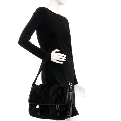 Prada Tessuto Nylon Saffiano Logo Messenger Bag Black 2 of 12