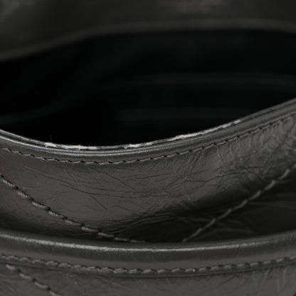 Saint Laurent Crinkled Calfskin Matelasse Monogram Baby Niki Chain Satchel Storm 6 of 11