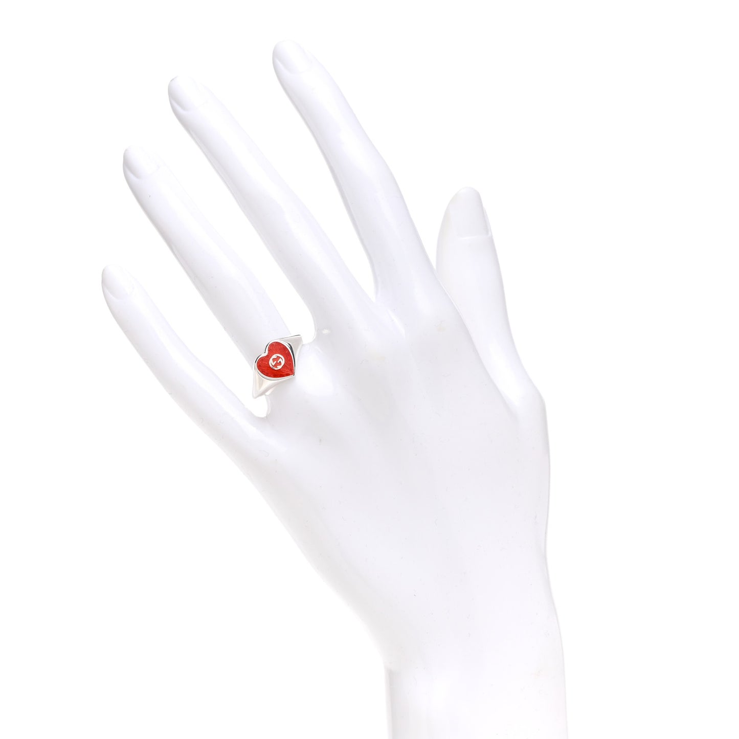Sterling Silver Enamel GG Heart Ring Red 54 6.75