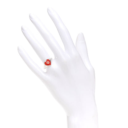 Gucci Sterling Silver Enamel GG Heart Ring Red 54 6.75 2 of 6