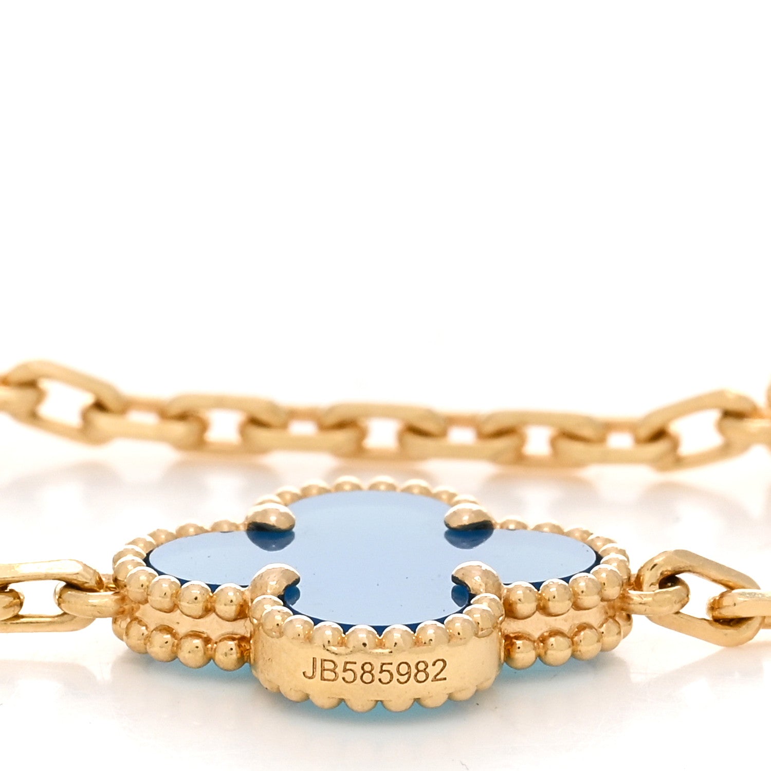Van Cleef & Arpels 18K Yellow Gold Blue Agate 5 Motifs Vintage Alhambra Bracelet 4 of 5