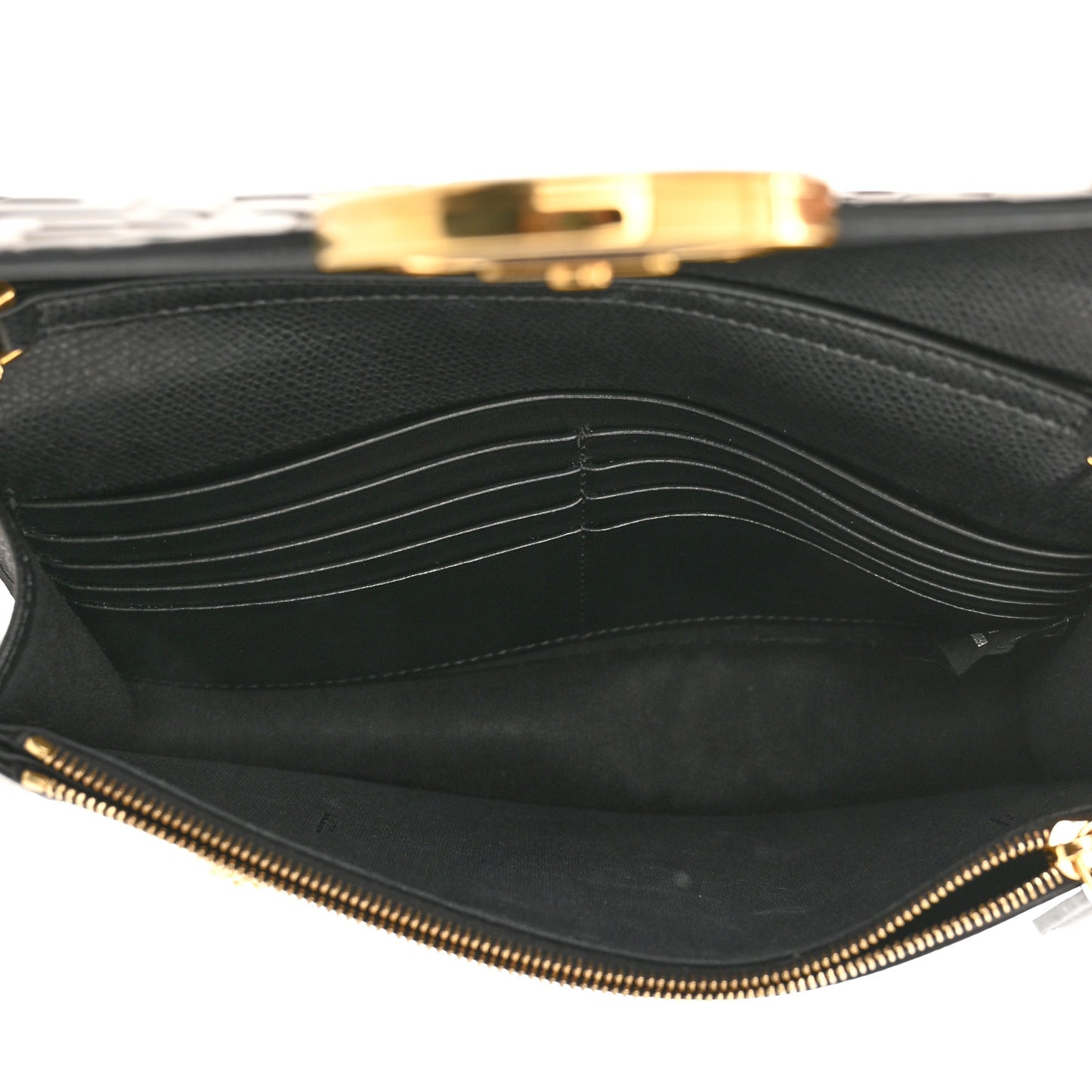 Vitello Cruise F is Fendi Bi-Color FF 1974 Embossed Medium Envelope Wallet On Chain Black Maya