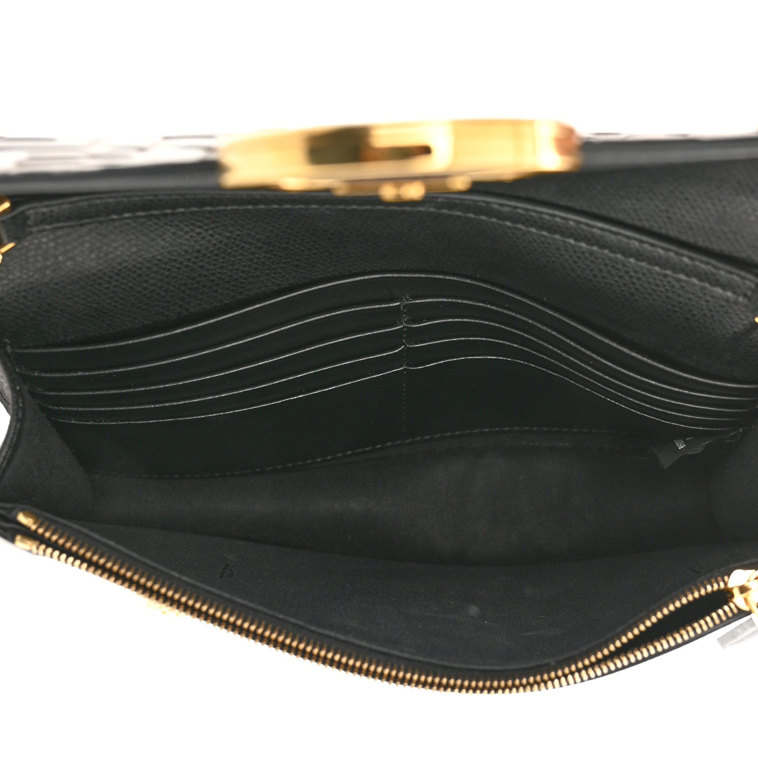 Fendi Vitello Cruise F is Fendi Bi-Color FF 1974 Embossed Medium Envelope Wallet On Chain Black Maya 5 of 10