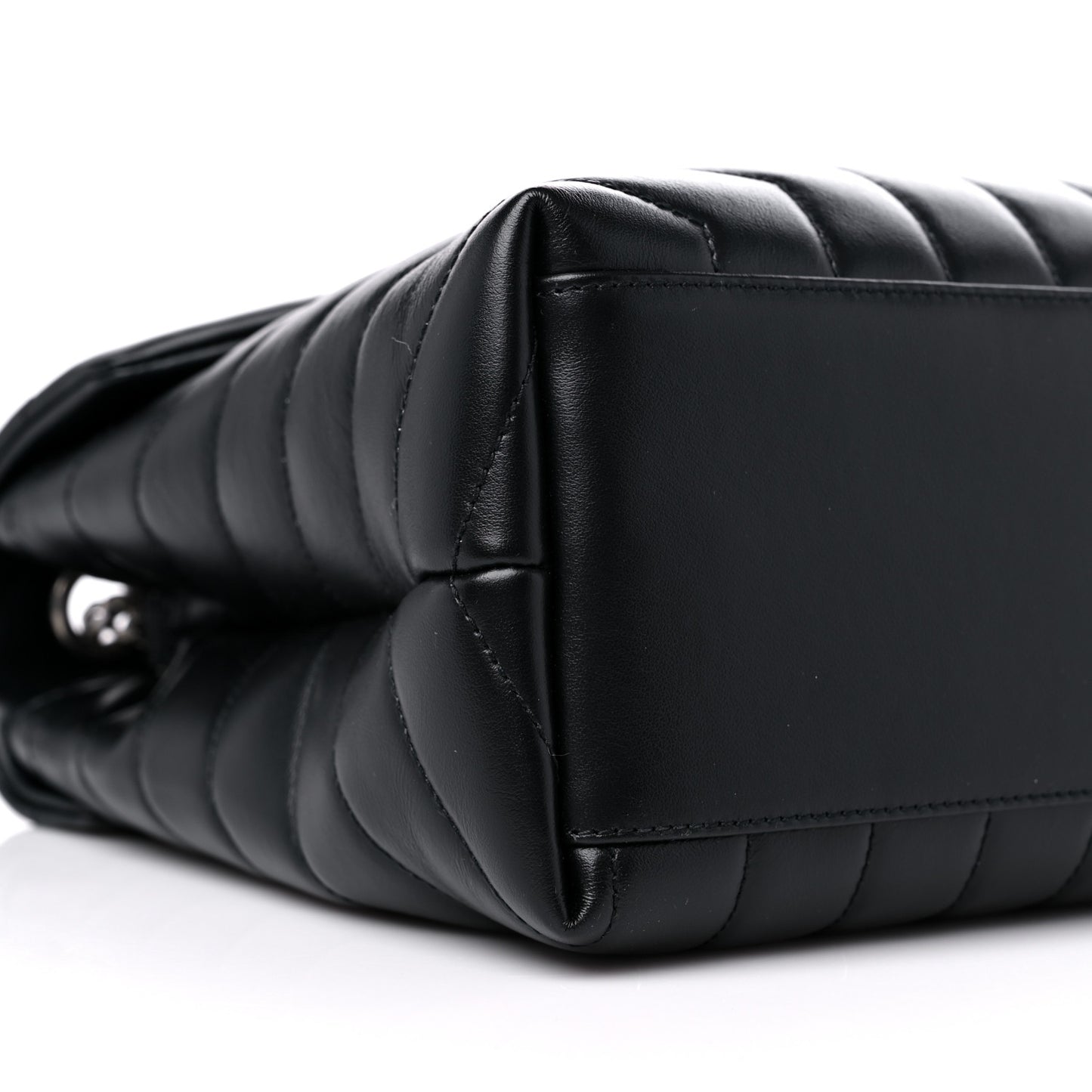 Calfskin Y Quilted Monogram Medium Loulou Chain Satchel Black